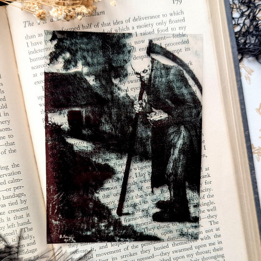 Clear Bookmark Vintage Painting The Agony Arthur Kampf Grim Reaper Death Horror Goth Gothic Handmade Artist Book Reader Lover Gift