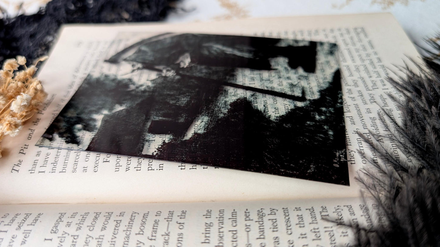 Clear Bookmark Vintage Painting The Agony Arthur Kampf Grim Reaper Death Horror Goth Gothic Handmade Artist Book Reader Lover Gift