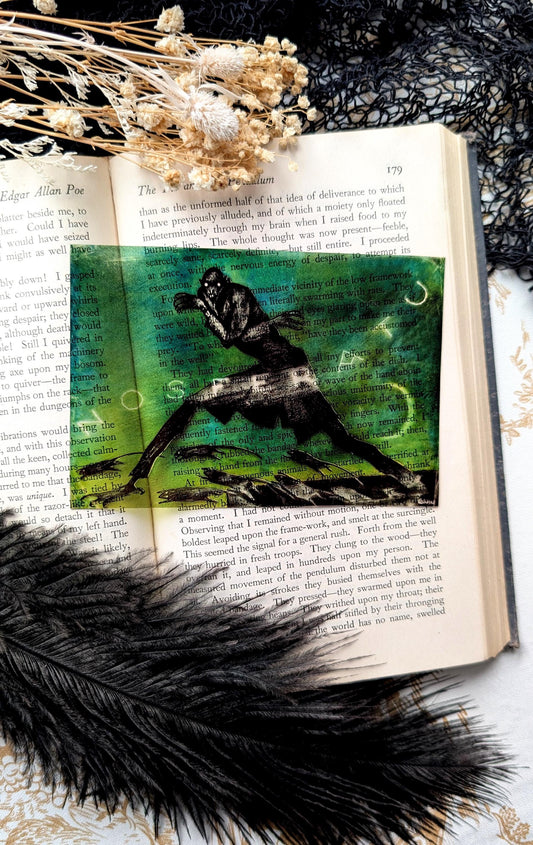 Clear Bookmark Vintage Promo Art Nosferatu Vampire Dracula Goth Gothic Horror Handmade Artist Book Reader Lover Gift