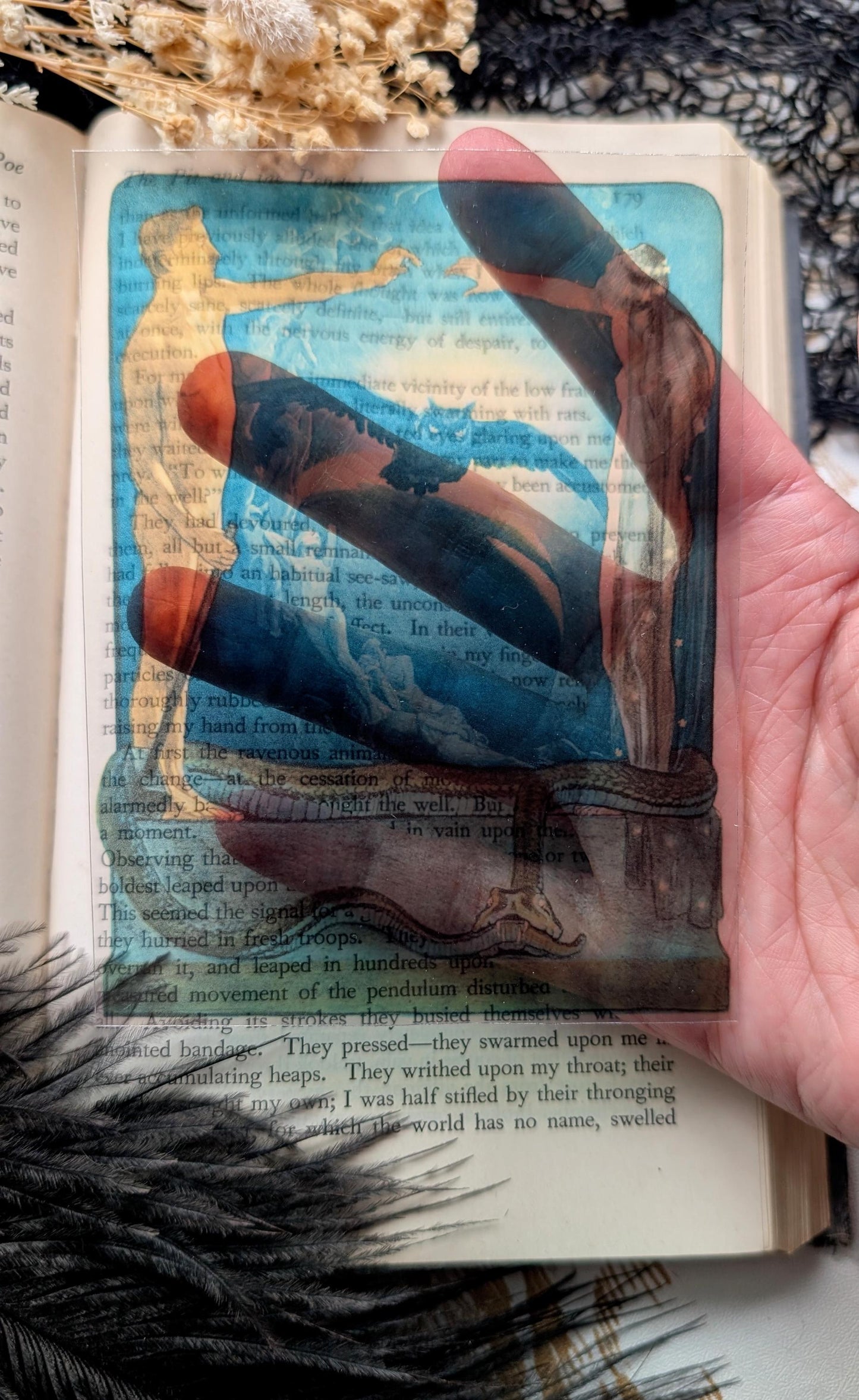 Clear Bookmark Vintage Painting Day And Night 1900 Handmade Artist Book Reader Lover Gift