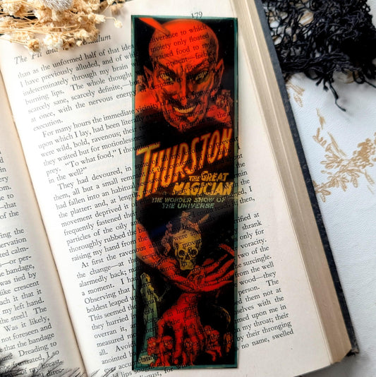 Clear Bookmark Vintage Promo Thurston The Great Magician Magic Devil Horror Goth Gothic Handmade Artist Book Reader Lover Gift